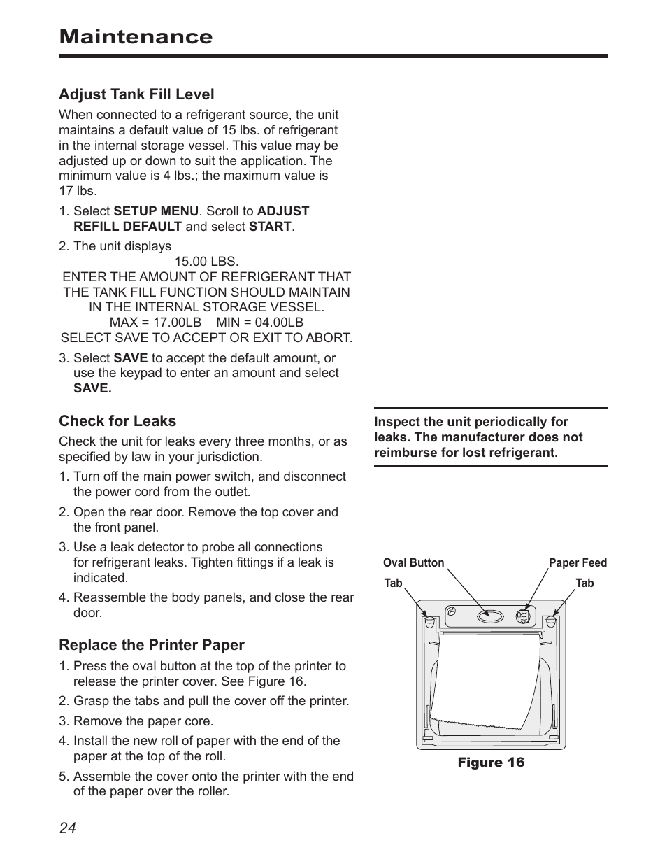 Maintenance | Robinair 34988 Recovery, Recycling, Recharging Unit User Manual | Page 26 / 29