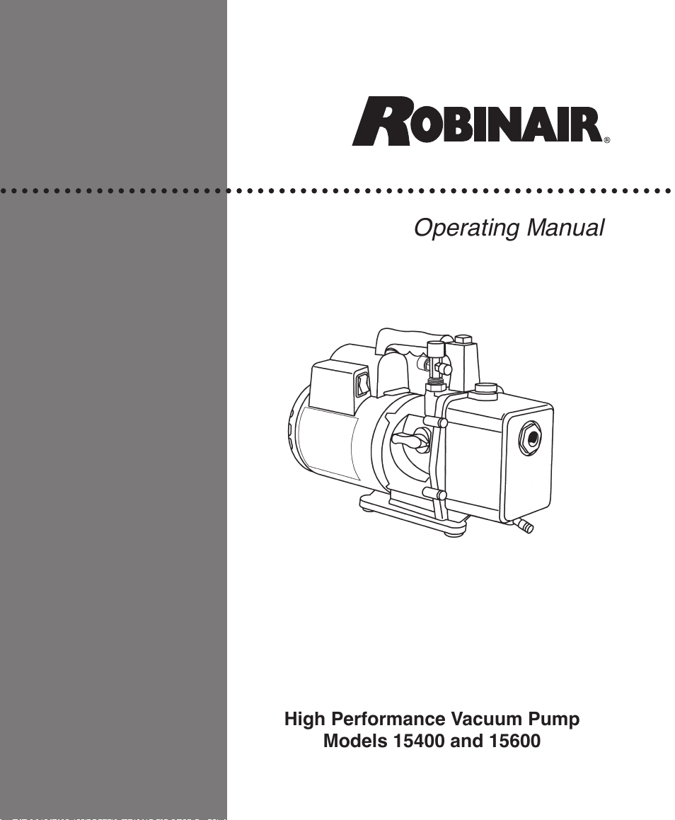 Robinair Model 15600 User Manual | 10 pages