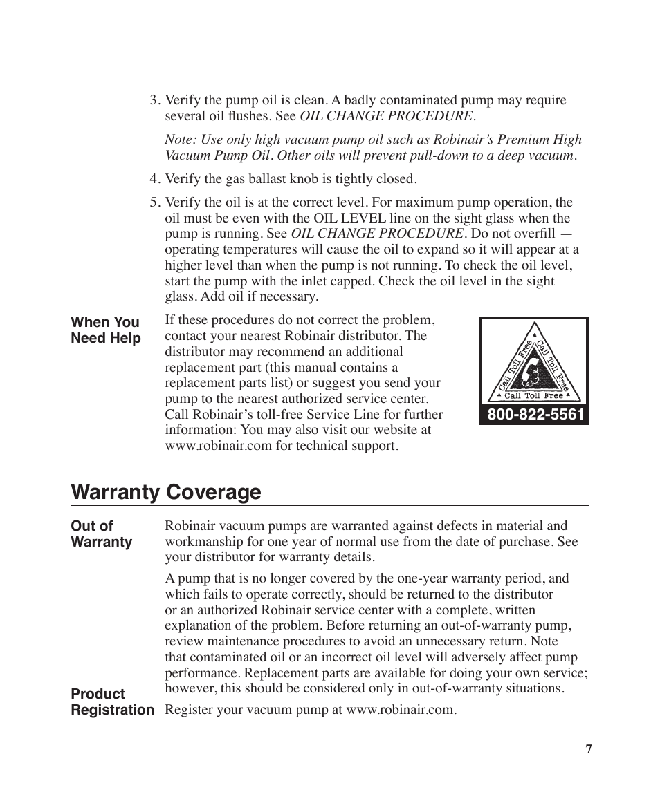 Warranty coverage | Robinair Model 15600 User Manual | Page 8 / 10