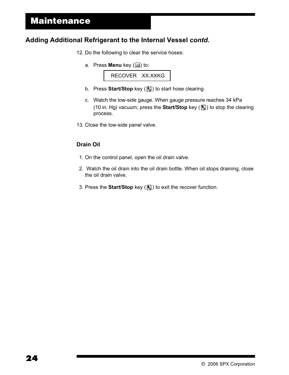 Maintenance | Robinair AC375C Refrigerant Recovery, Recycle, Recharge Unit User Manual | Page 26 / 36