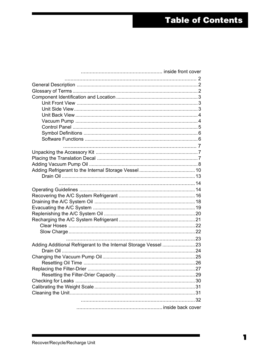 Robinair AC375C Refrigerant Recovery, Recycle, Recharge Unit User Manual | Page 3 / 36