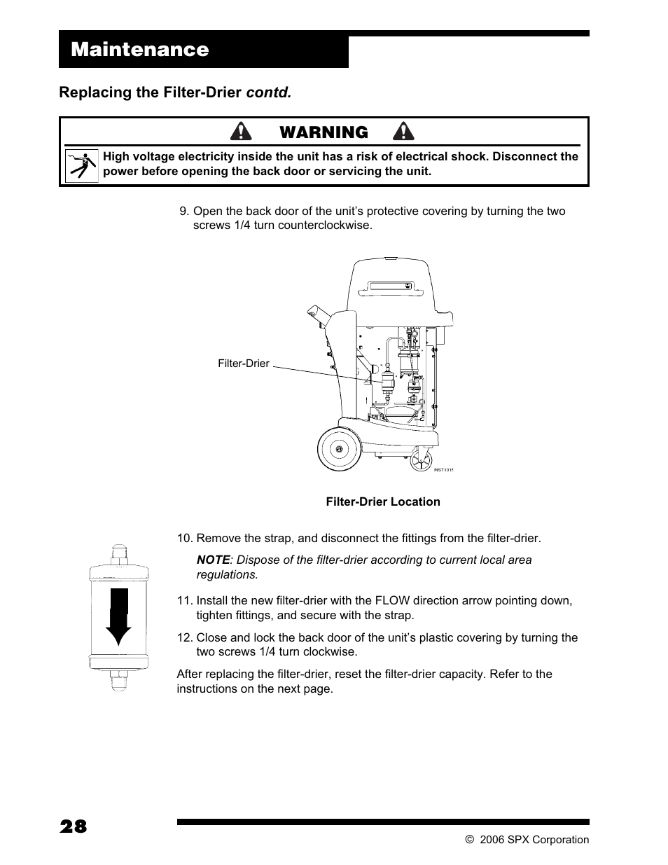Maintenance | Robinair AC375C Refrigerant Recovery, Recycle, Recharge Unit User Manual | Page 30 / 36