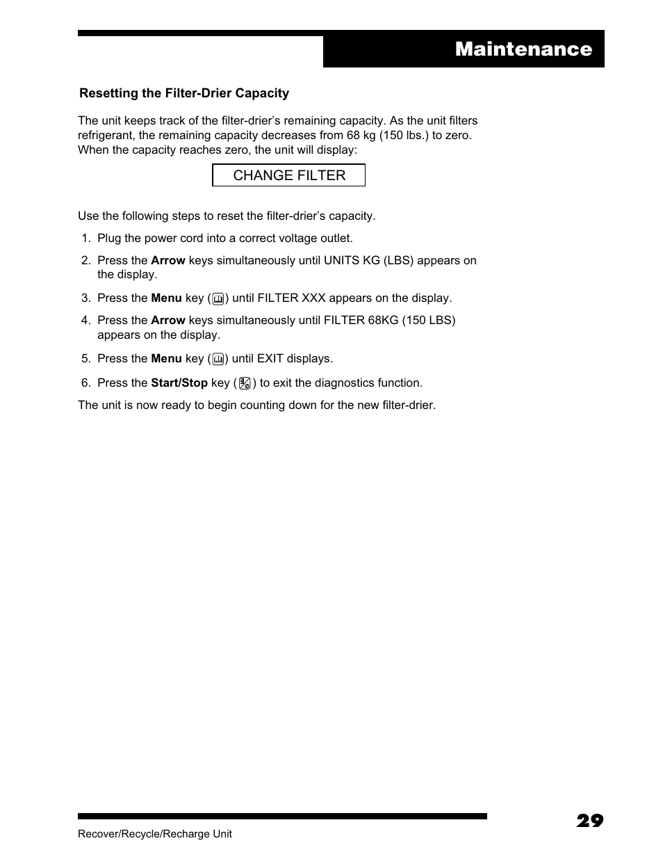 Maintenance | Robinair AC375C Refrigerant Recovery, Recycle, Recharge Unit User Manual | Page 31 / 36