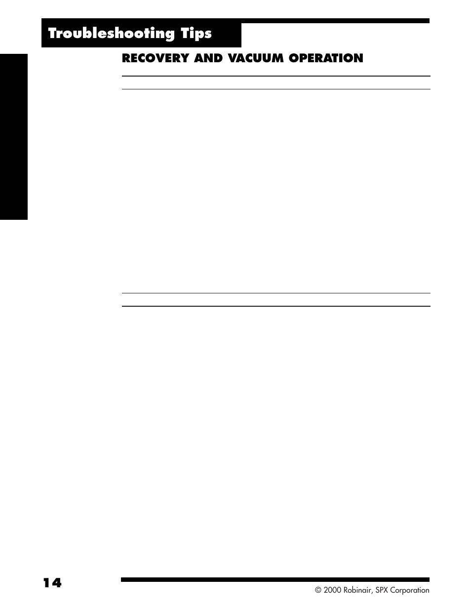 Troubleshooting tips, Recovery and vacuum operation | Robinair 34134-2K Refrigerant Recovery, Recycle, Recharge Unit User Manual | Page 16 / 22