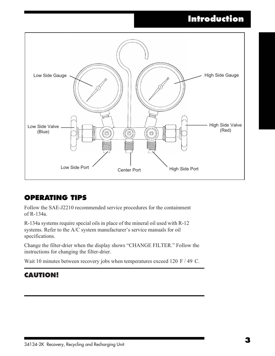 Introduction, Operating tips | Robinair 34134-2K Refrigerant Recovery, Recycle, Recharge Unit User Manual | Page 5 / 22