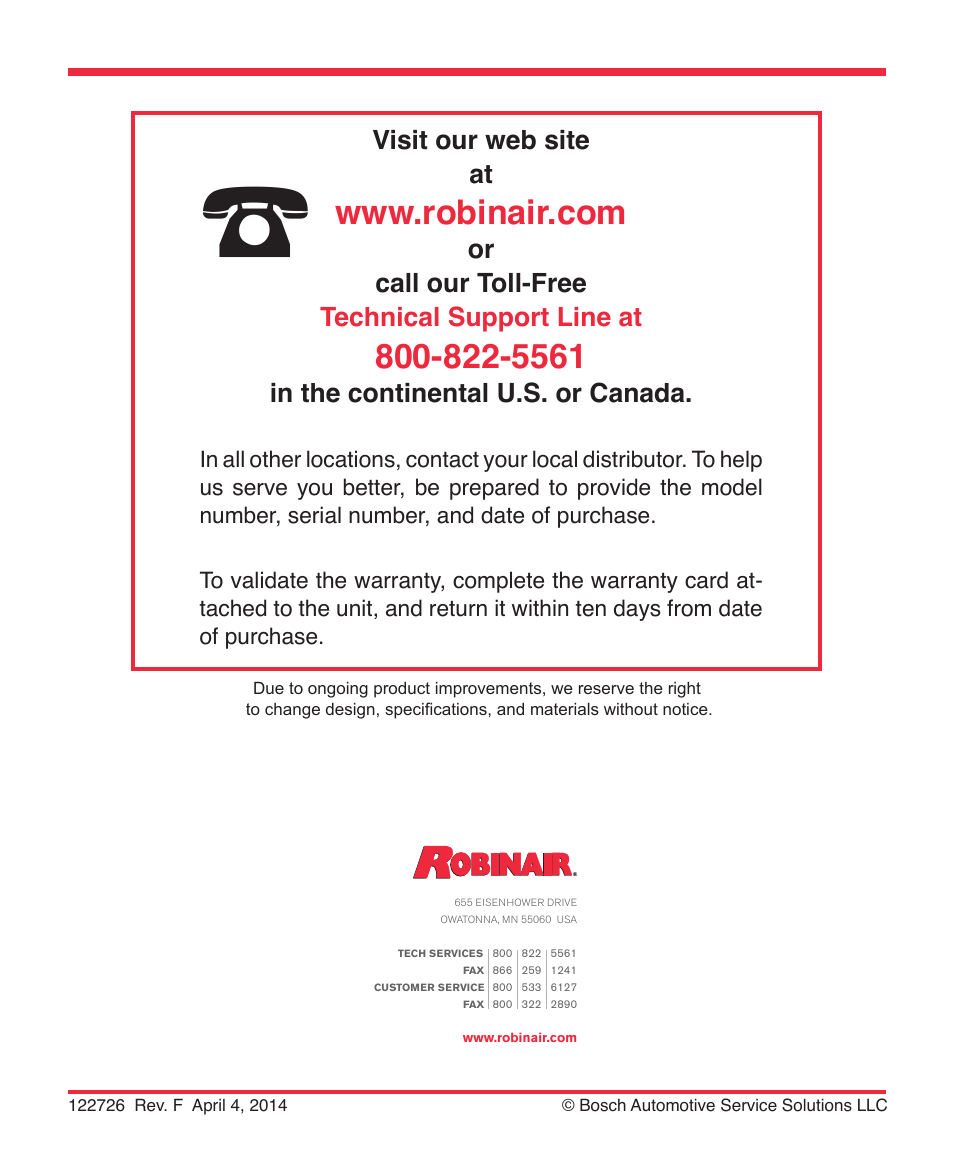 Robinair 16900 Refrigerant Identifier User Manual | Page 28 / 28