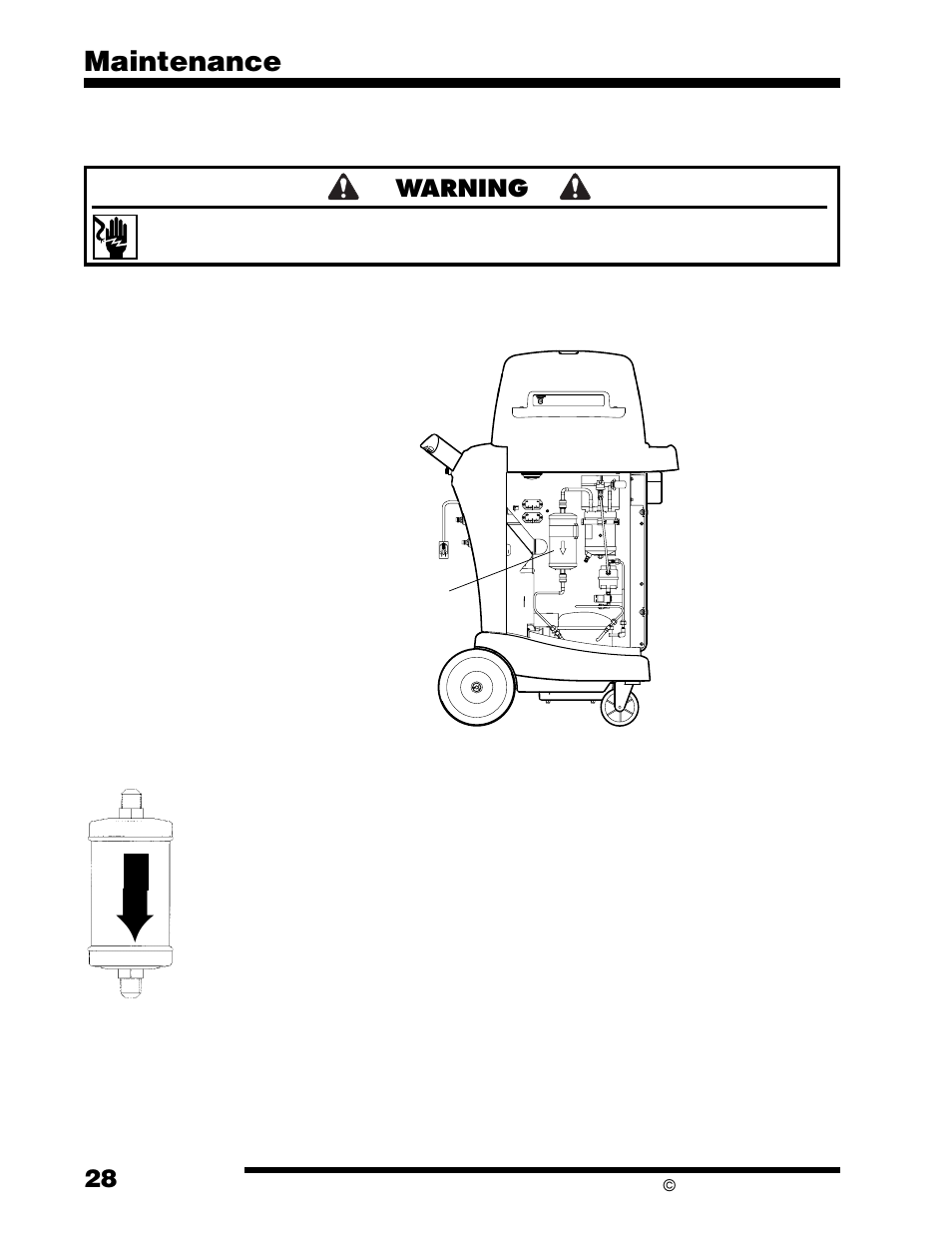 Maintenance, Warning | Robinair 34134Z Refrigerant Recovery, Recycle, Recharge Unit User Manual | Page 30 / 36