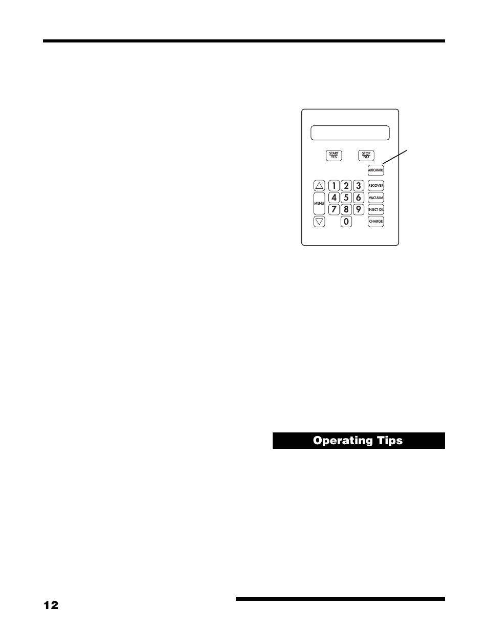 Operating instructions – automatic, Operating tips | Robinair 17700Z Recovery, Recycling, Recharging Unit User Manual | Page 14 / 20