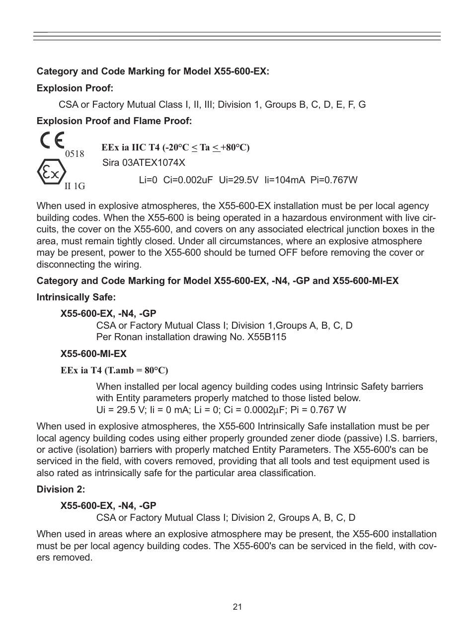 Ronan X55-600 Series User Manual | Page 23 / 24