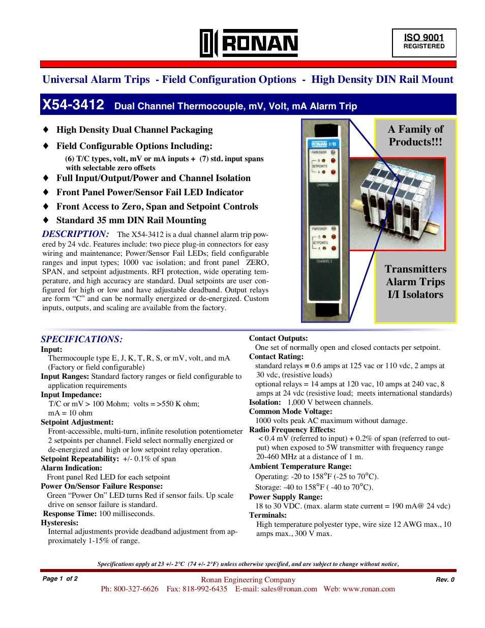 Ronan X54-3412 User Manual | 2 pages