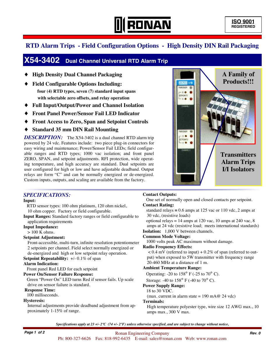 Ronan X54-3402 User Manual | 2 pages