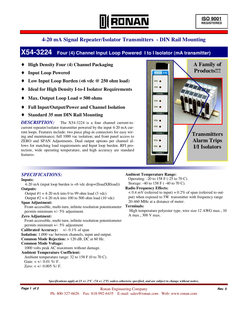 Ronan X54-3224 User Manual | 2 pages