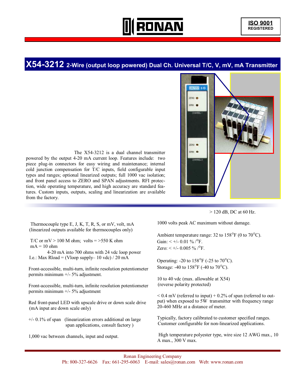 Ronan X54-3212 User Manual | 2 pages