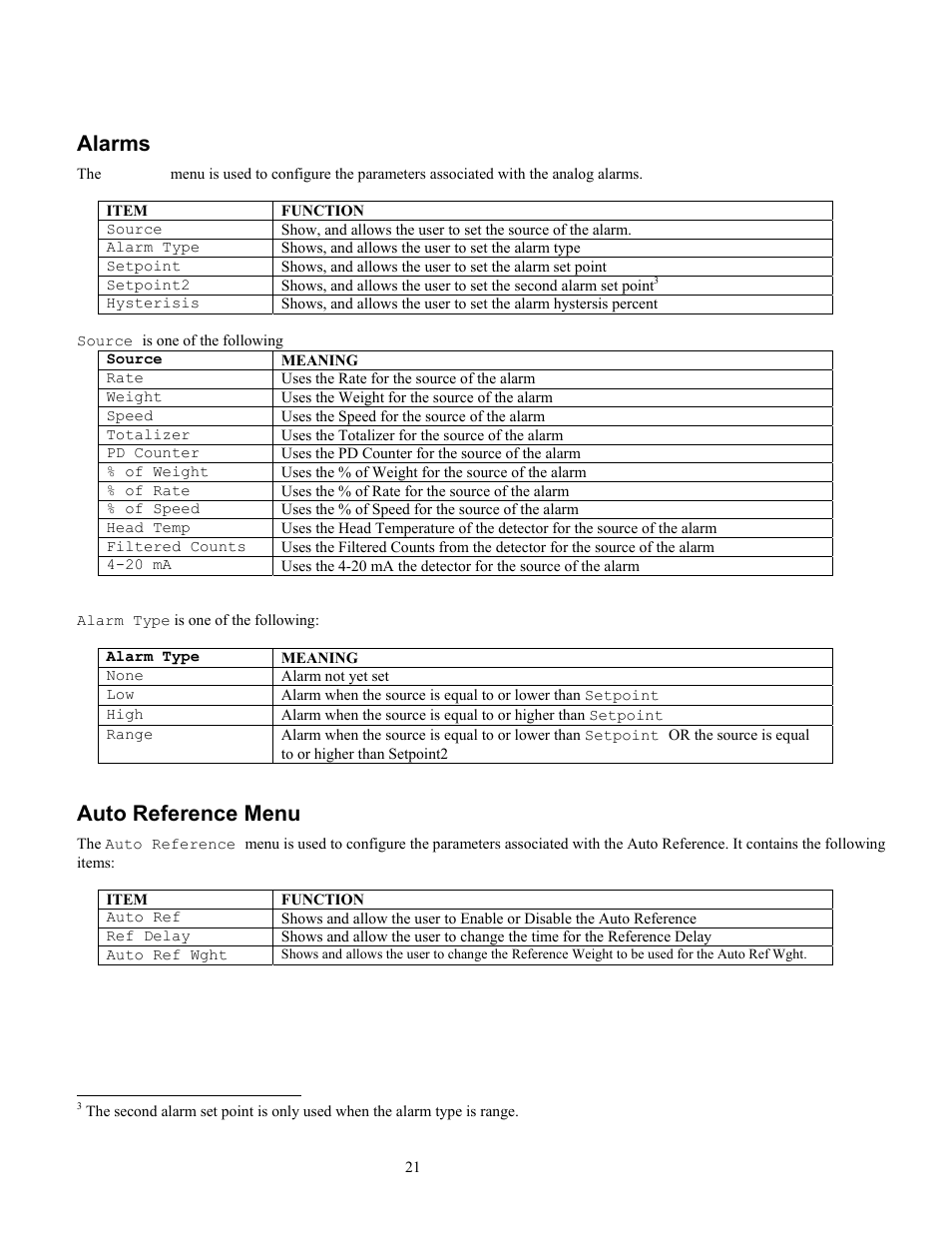 Alarms, Auto reference menu | Ronan X96S WEIGH SCALE User Manual | Page 25 / 68