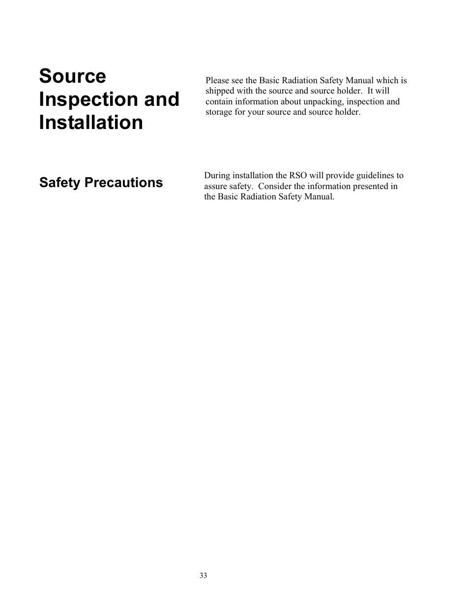 Source inspection and installation, Safety precautions | Ronan X96S WEIGH SCALE User Manual | Page 37 / 68