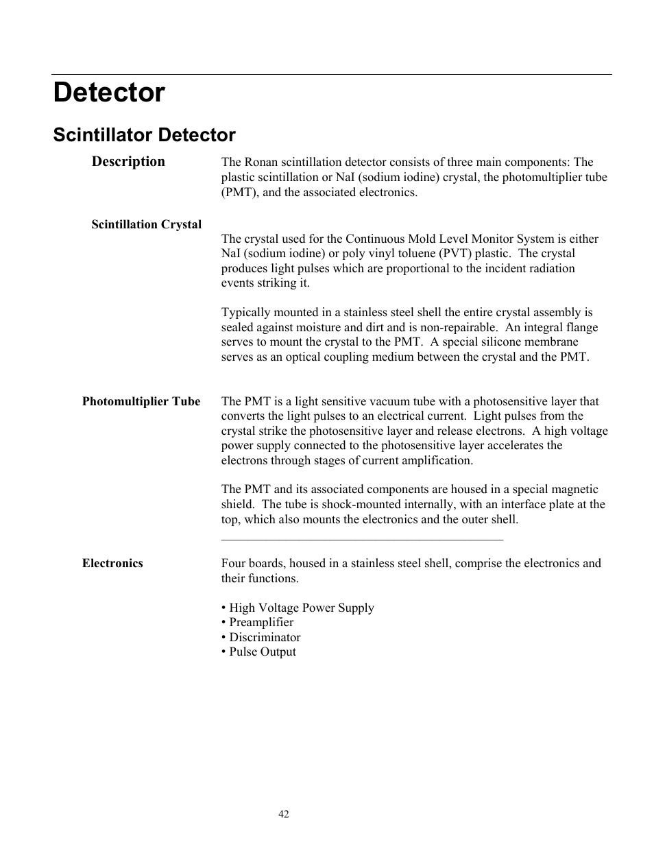 Detector, Scintillator detector | Ronan X96S MOLD LEVEL GAGE User Manual | Page 46 / 61