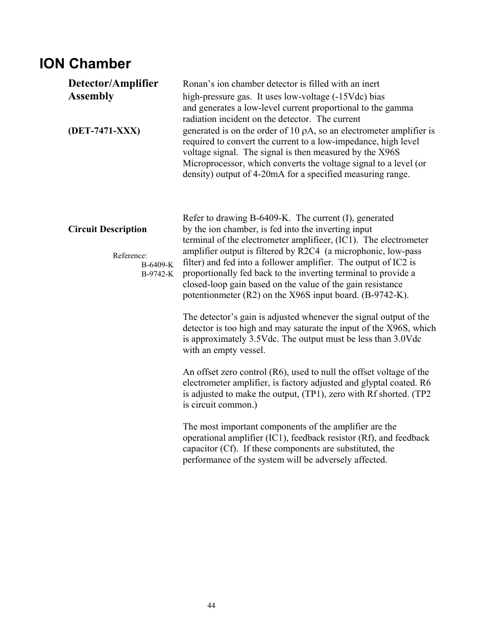 Ion chamber | Ronan X96S MOLD LEVEL GAGE User Manual | Page 48 / 61