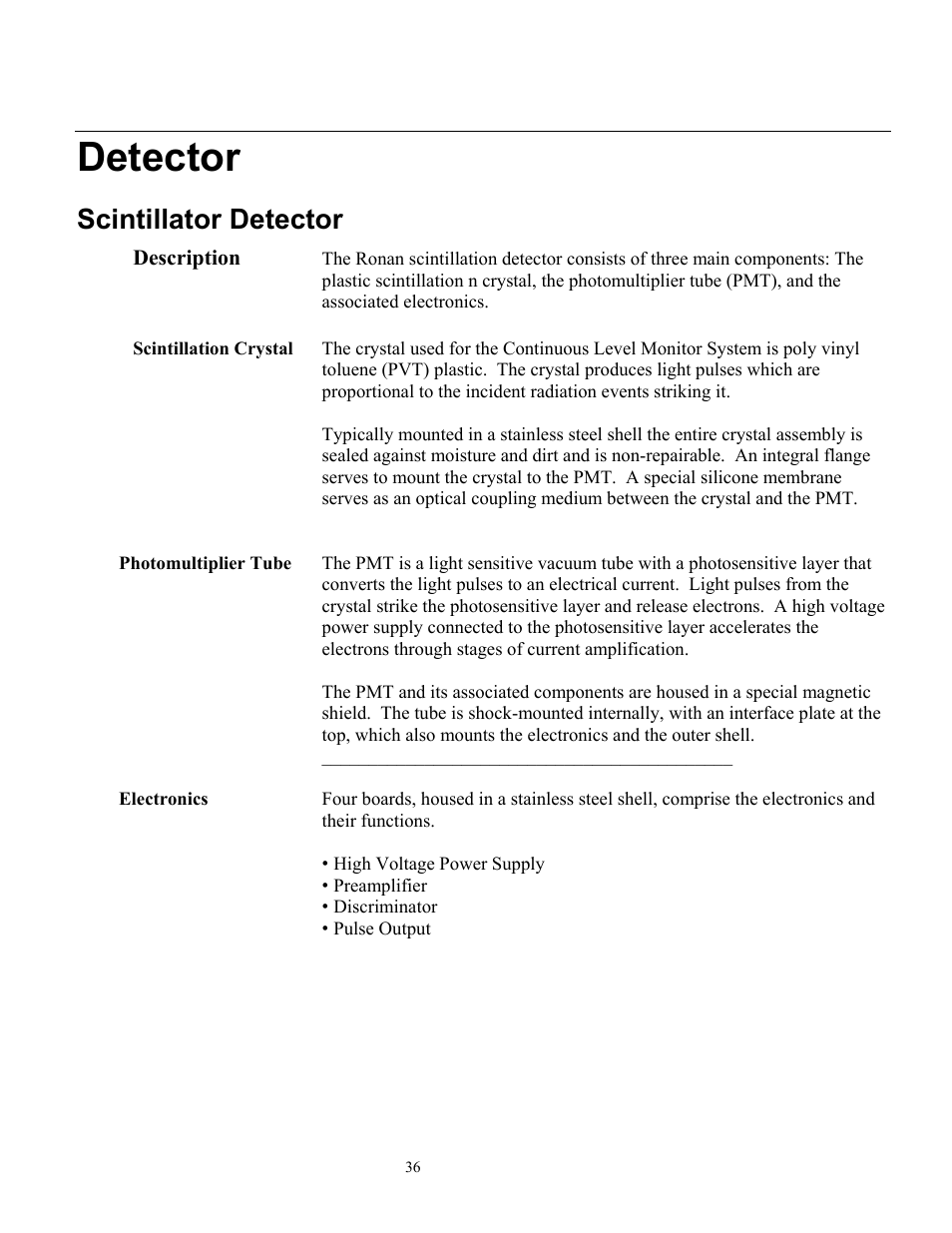 Detector, Scintillator detector | Ronan X96S LEVEL GAGE User Manual | Page 40 / 56