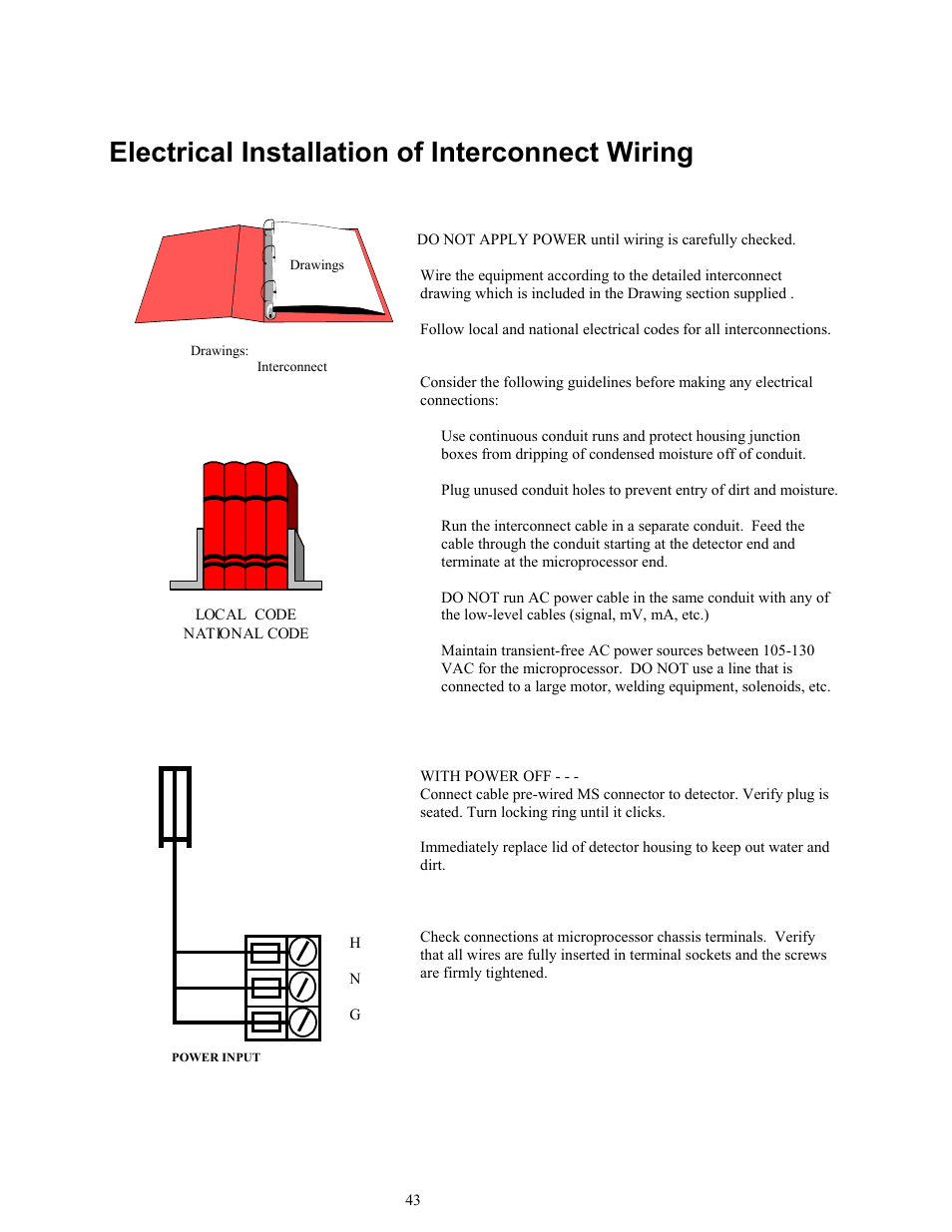 Electrical installation of interconnect wiring | Ronan X96S MASS FLOW GAUGE User Manual | Page 47 / 77
