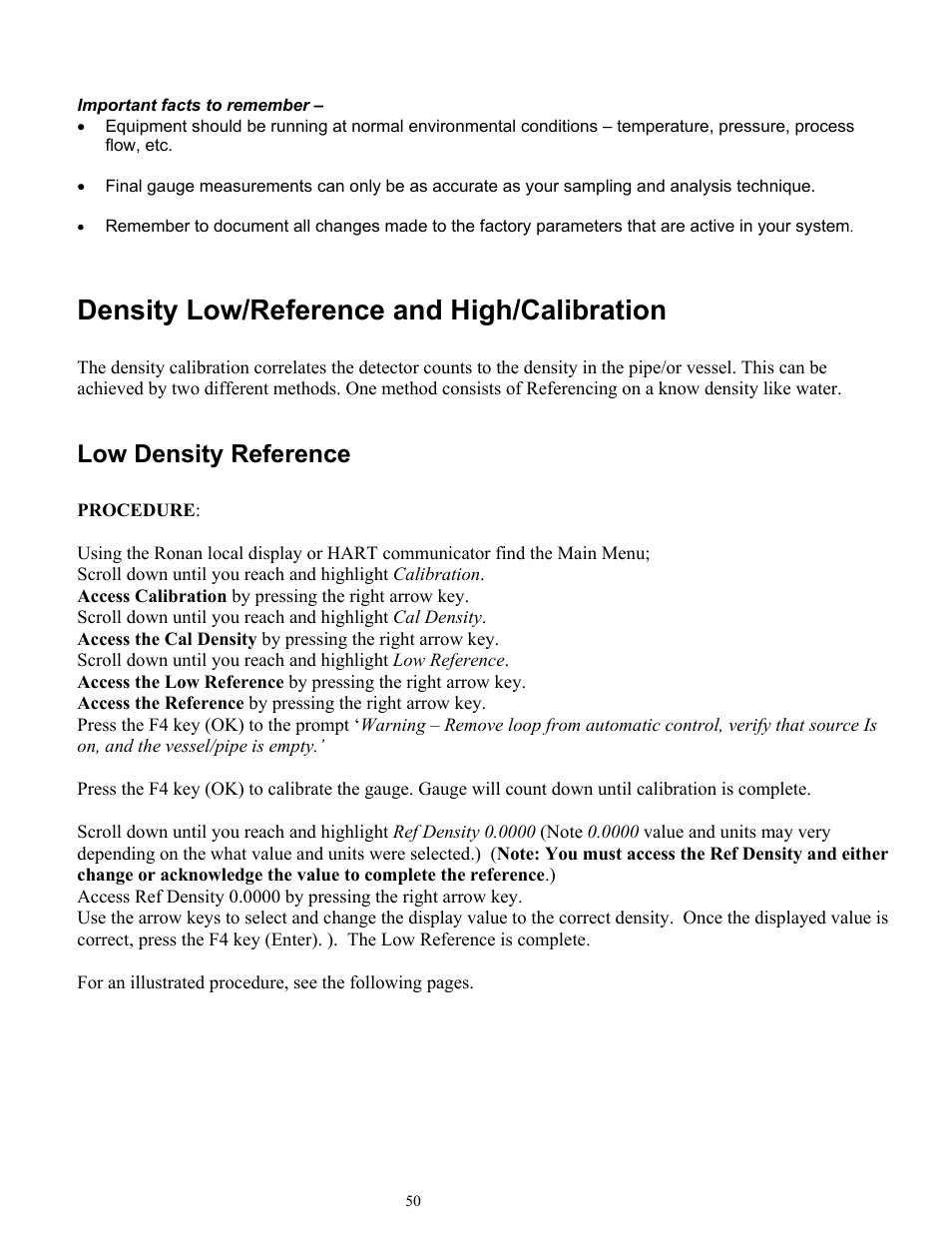 Density low/reference and high/calibration, Low density reference | Ronan X96S MASS FLOW GAUGE User Manual | Page 54 / 77