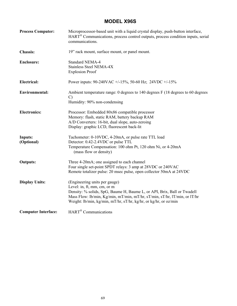 Model x96s | Ronan X96S MASS FLOW GAUGE User Manual | Page 73 / 77