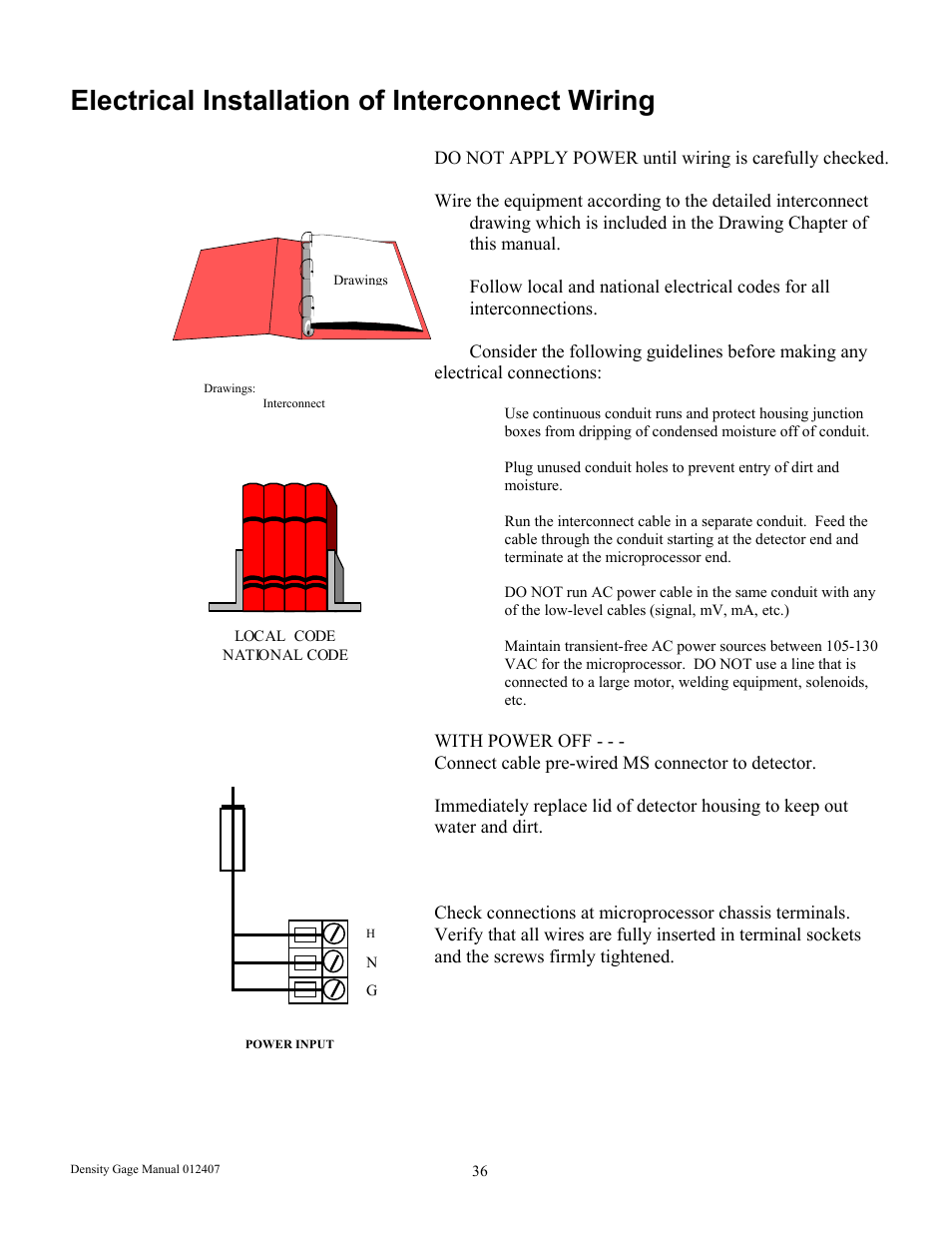 Electrical installation of interconnect wiring | Ronan X96S DENSITY GAGE User Manual | Page 40 / 67