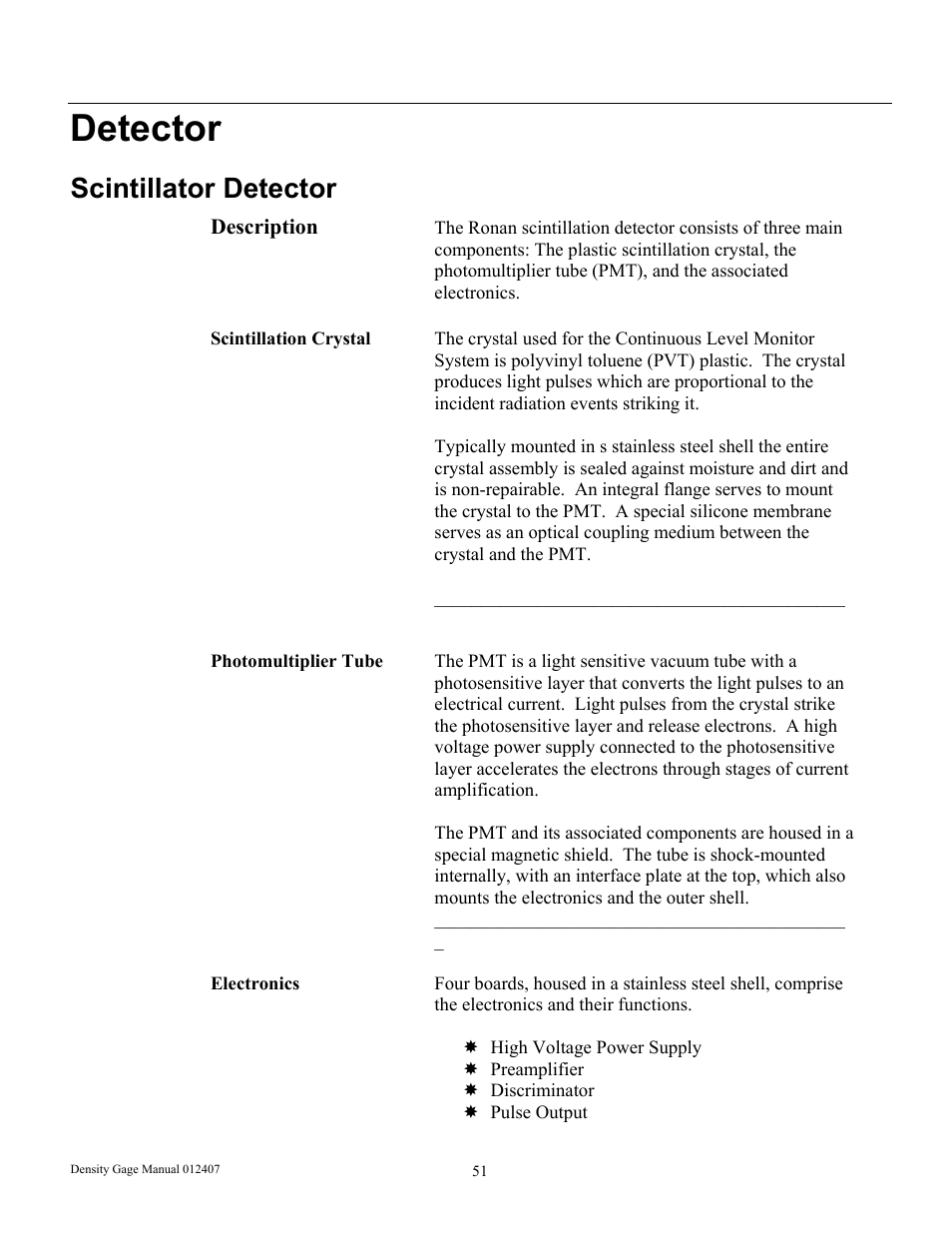Detector, Scintillator detector | Ronan X96S DENSITY GAGE User Manual | Page 55 / 67