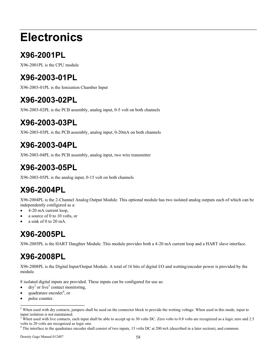 Electronics | Ronan X96S DENSITY GAGE User Manual | Page 62 / 67