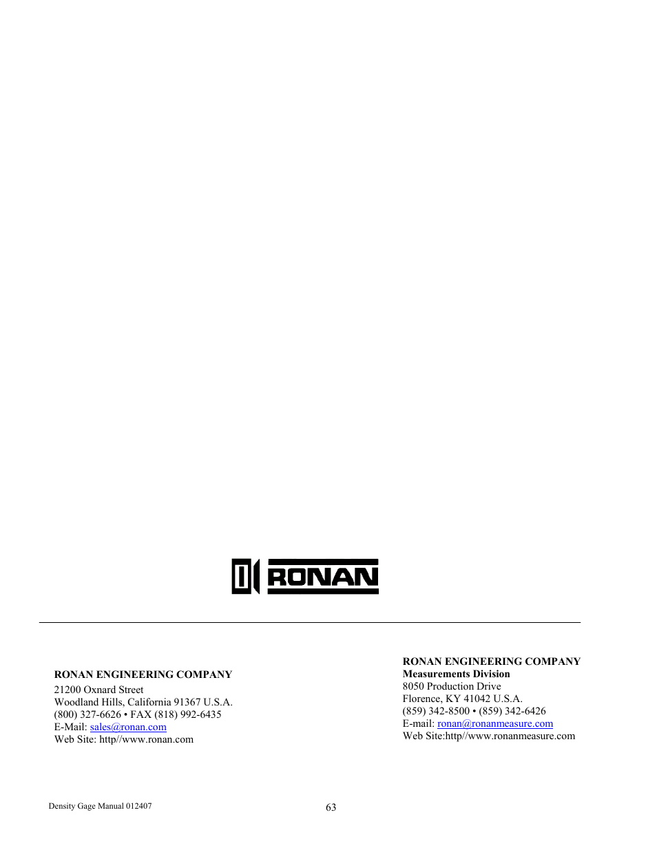 Ronan X96S DENSITY GAGE User Manual | Page 67 / 67