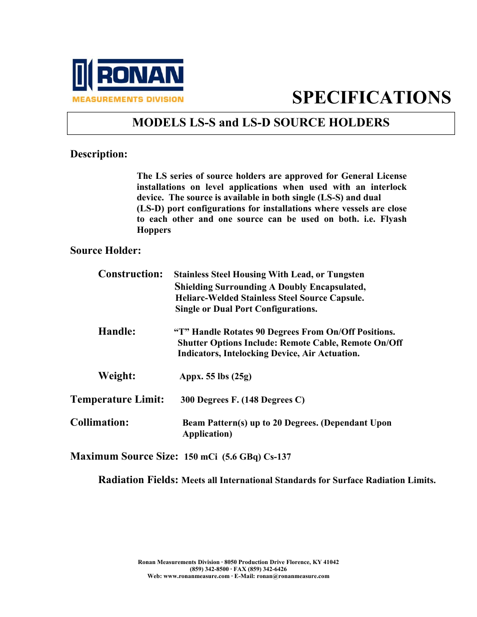 Ronan LS-D User Manual | 2 pages