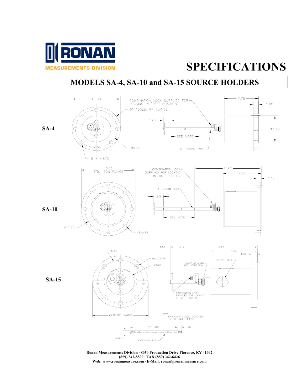 Specifications | Ronan SA-15 User Manual | Page 2 / 2