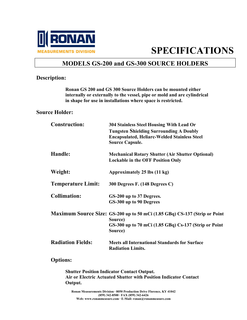 Ronan GS-300 User Manual | 2 pages