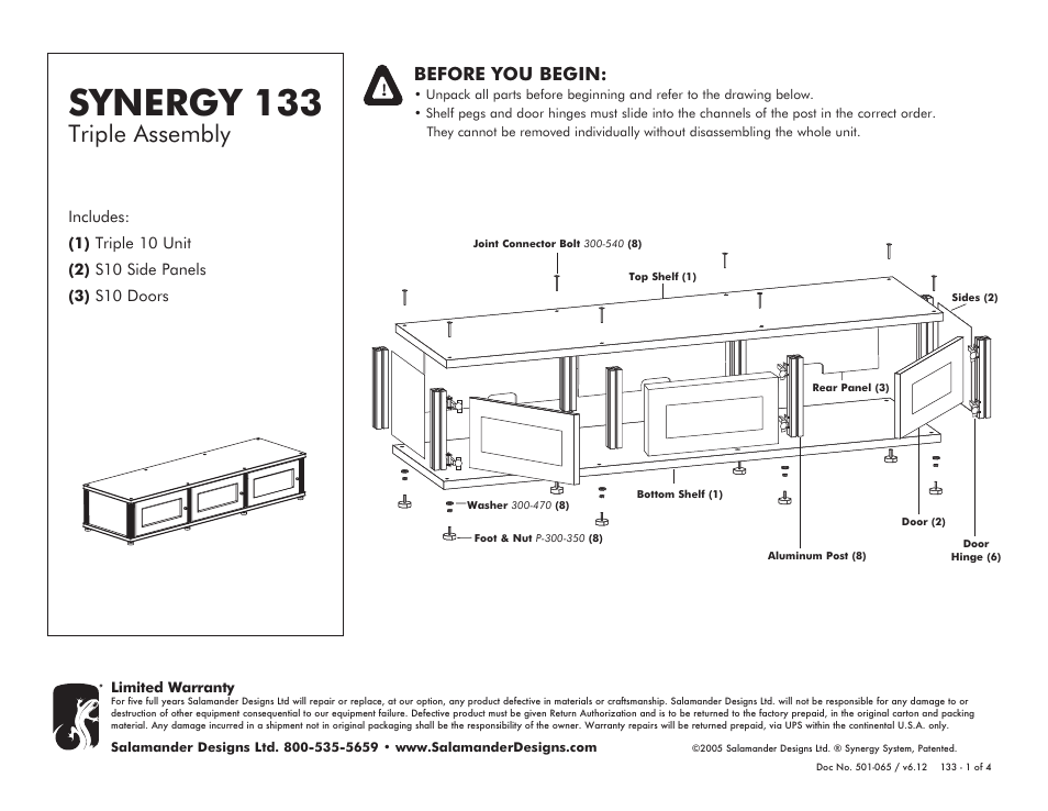 Salamander Designs Synergy System SB133C/B User Manual | 4 pages