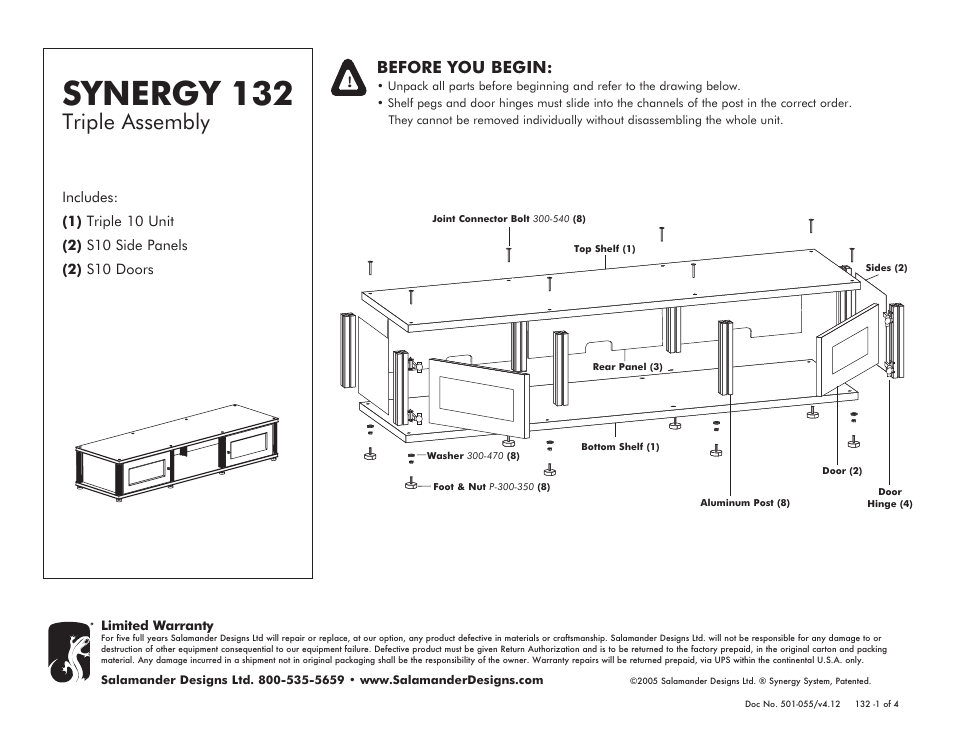 Salamander Designs Synergy System SB132C/B User Manual | 4 pages