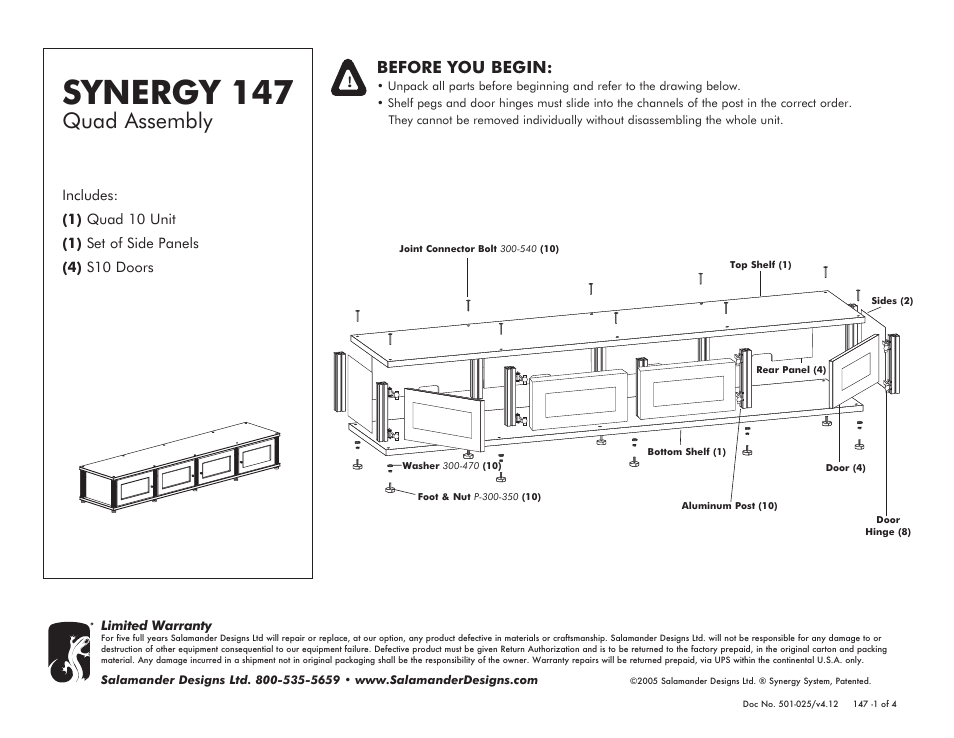 Salamander Designs Synergy System 147C/B User Manual | 4 pages