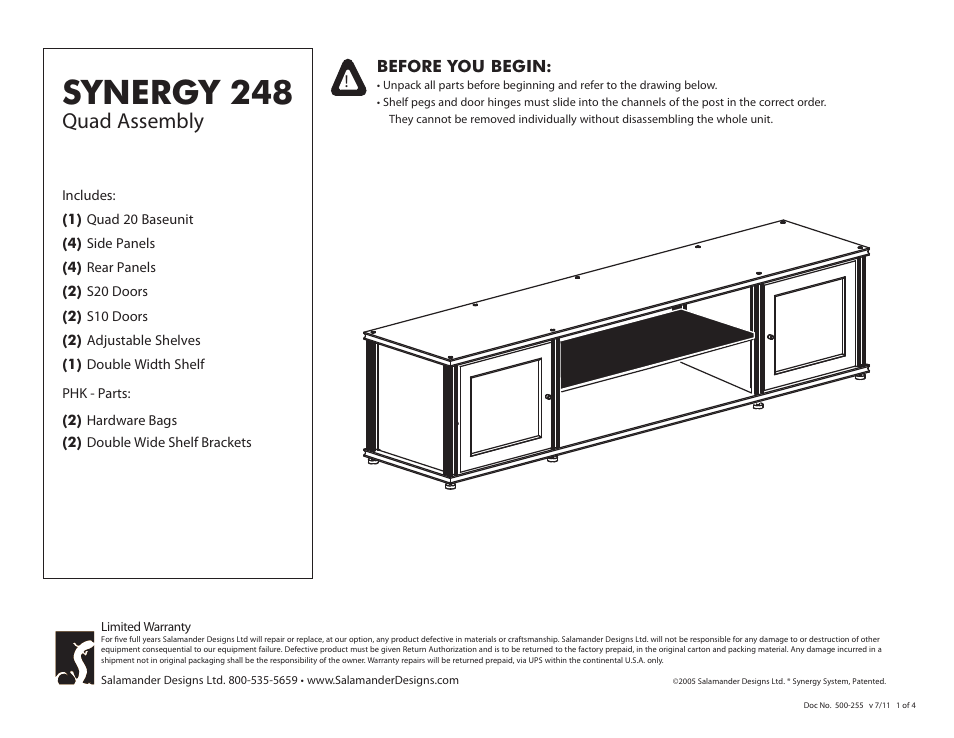Salamander Designs Synergy System SB248C/B User Manual | 4 pages