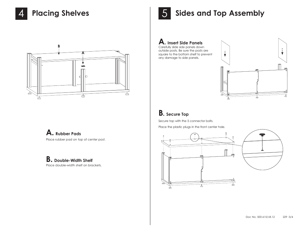 Placing shelves, Sides and top assembly | Salamander Designs Synergy System SB229C/B User Manual | Page 3 / 4