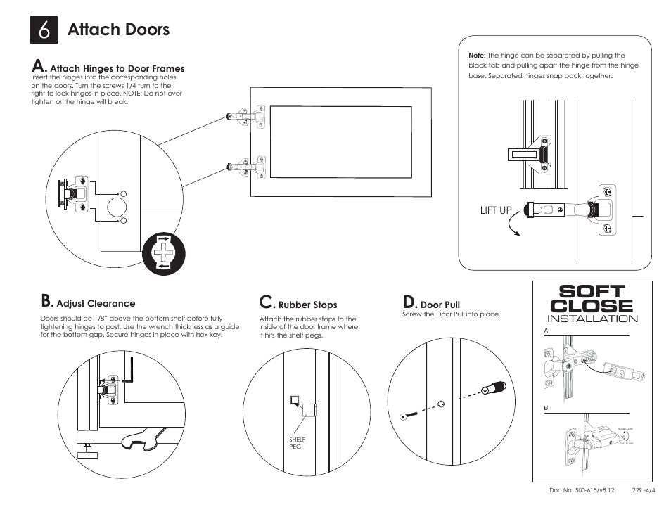 Attach doors, Soft close | Salamander Designs Synergy System SB229C/B User Manual | Page 4 / 4