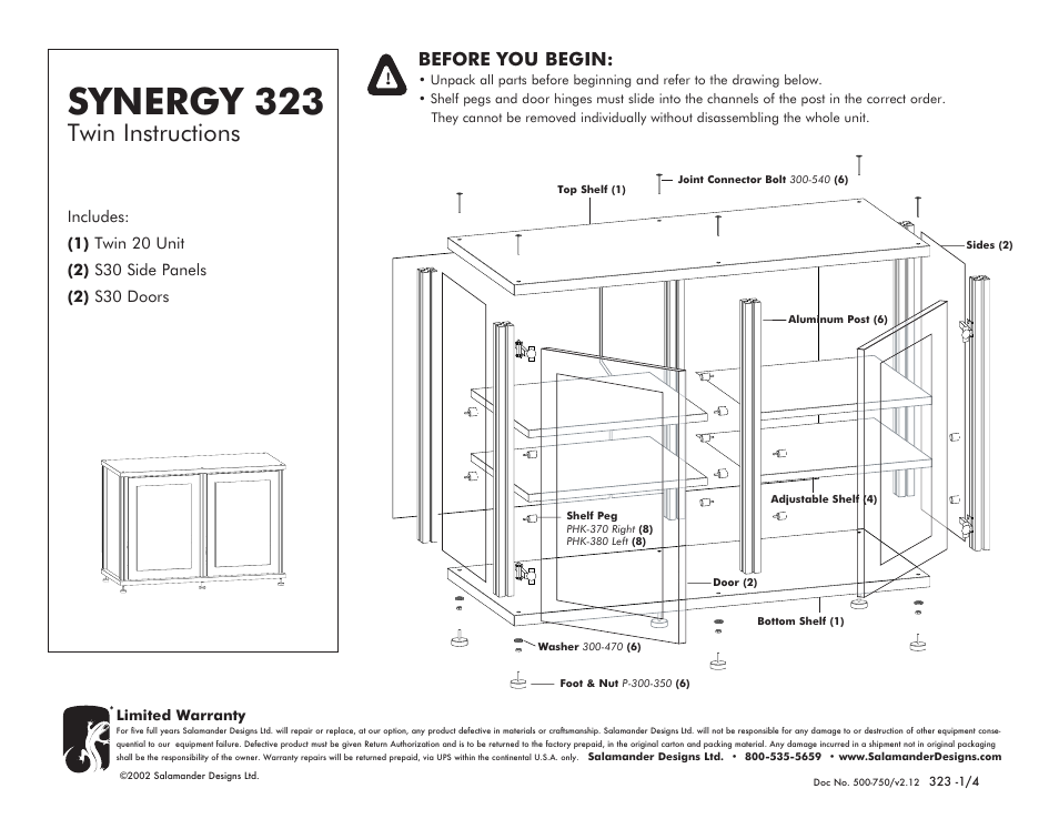 Salamander Designs Synergy System SB323C/B User Manual | 4 pages