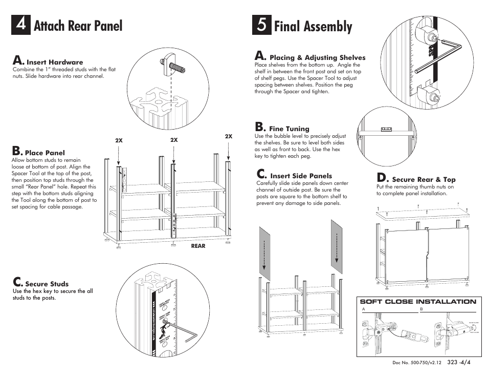 Attach rear panel, Final assembly | Salamander Designs Synergy System SB323C/B User Manual | Page 4 / 4