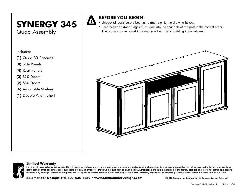 Salamander Designs Synergy System 345C/B User Manual | 4 pages