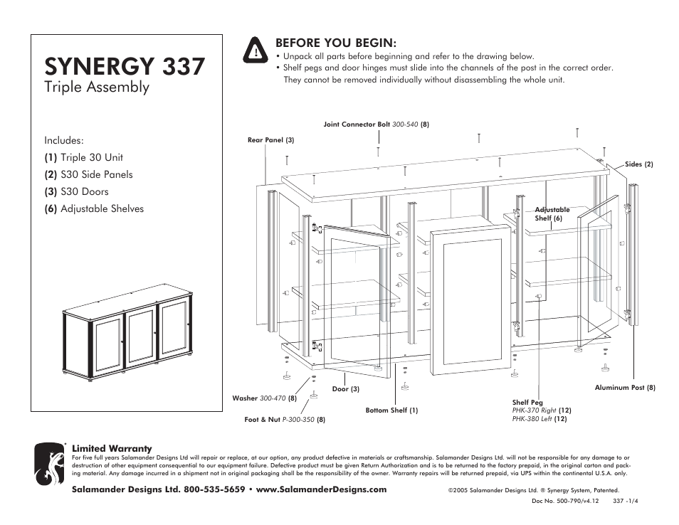 Salamander Designs Synergy System SB337C/B User Manual | 4 pages