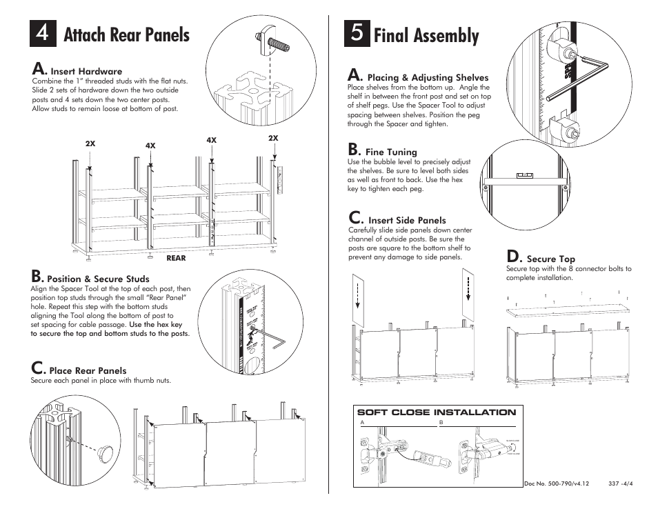 Attach rear panels, Final assembly | Salamander Designs Synergy System SB337C/B User Manual | Page 4 / 4
