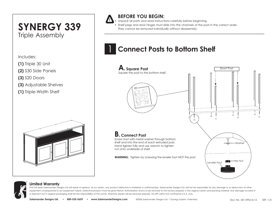 Salamander Designs Synergy System SB339C/B User Manual | 5 pages