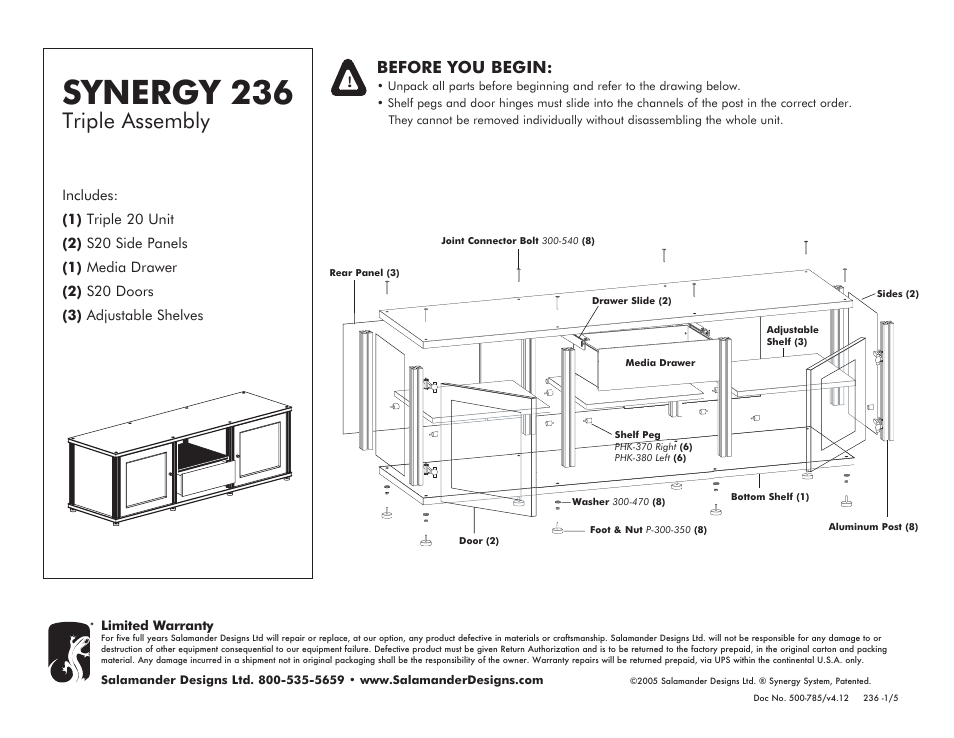 Salamander Designs Synergy System SB236C/B User Manual | 5 pages