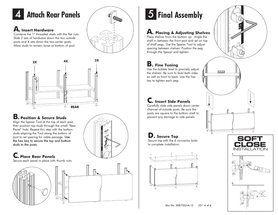 Attach rear panels, Final assembly, Soft close | Salamander Designs Synergy System SB221C/B User Manual | Page 4 / 4