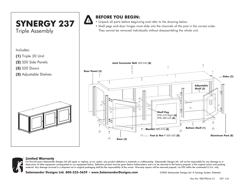 Salamander Designs Synergy System SB237C/B User Manual | 4 pages