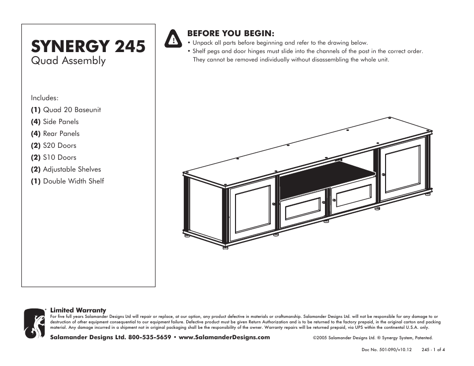 Salamander Designs Synergy System 245C/B User Manual | 4 pages