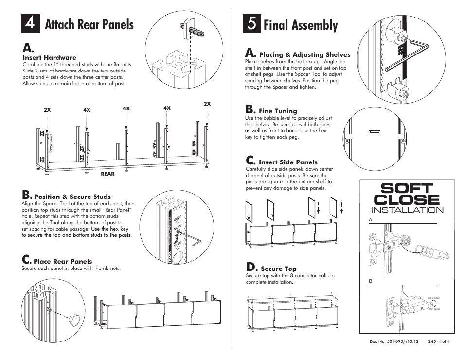 Attach rear panels, Final assembly, Soft close | Salamander Designs Synergy System 245C/B User Manual | Page 4 / 4