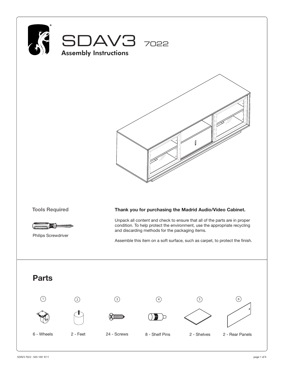 Salamander Designs SDAV3 7022 User Manual | 4 pages